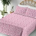 thumbnail image 3 of Ambesonne Leaves Fitted & Flat Sheet with Sham 3 Pcs Set, Pink Aloha Leaf Botanical, Twin XL, Pink and White, 3 of 5