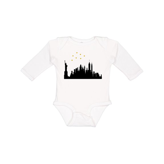Inktastic New York Skyline Boys or Girls Long Sleeve Baby Bodysuit