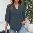 thumbnail image 2 of HAPIMO Rollbacks Womens Summer Tops Boho Print Chiffon Casual Comfy Pullover Tops Teen Grils Fashion Clothes V-Neck Tee Shirt Short Sleeve Shirts for Women Blue L, 2 of 7