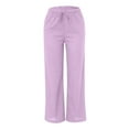 thumbnail image 5 of Pink Womens Sweatpants Womens Daily Elastic Waist Pockets Straight Solid Color Casual Pants Loose Long Trousers Casual Pants Women, 5 of 6