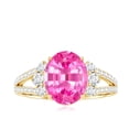 thumbnail image 4 of Rosec Jewels Lab Grown Pink Sapphire Oval Engagement Ring - 4 Carat - AAAA Grade - Sapphire Diamond Ring with Split Shank, 18K Yellow Gold, US 3.00, 4 of 8