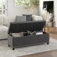 thumbnail image 5 of BELLEZE Button-Tufted Linen Storage Ottoman Bench - Brentwood (Dark Gray), 5 of 7
