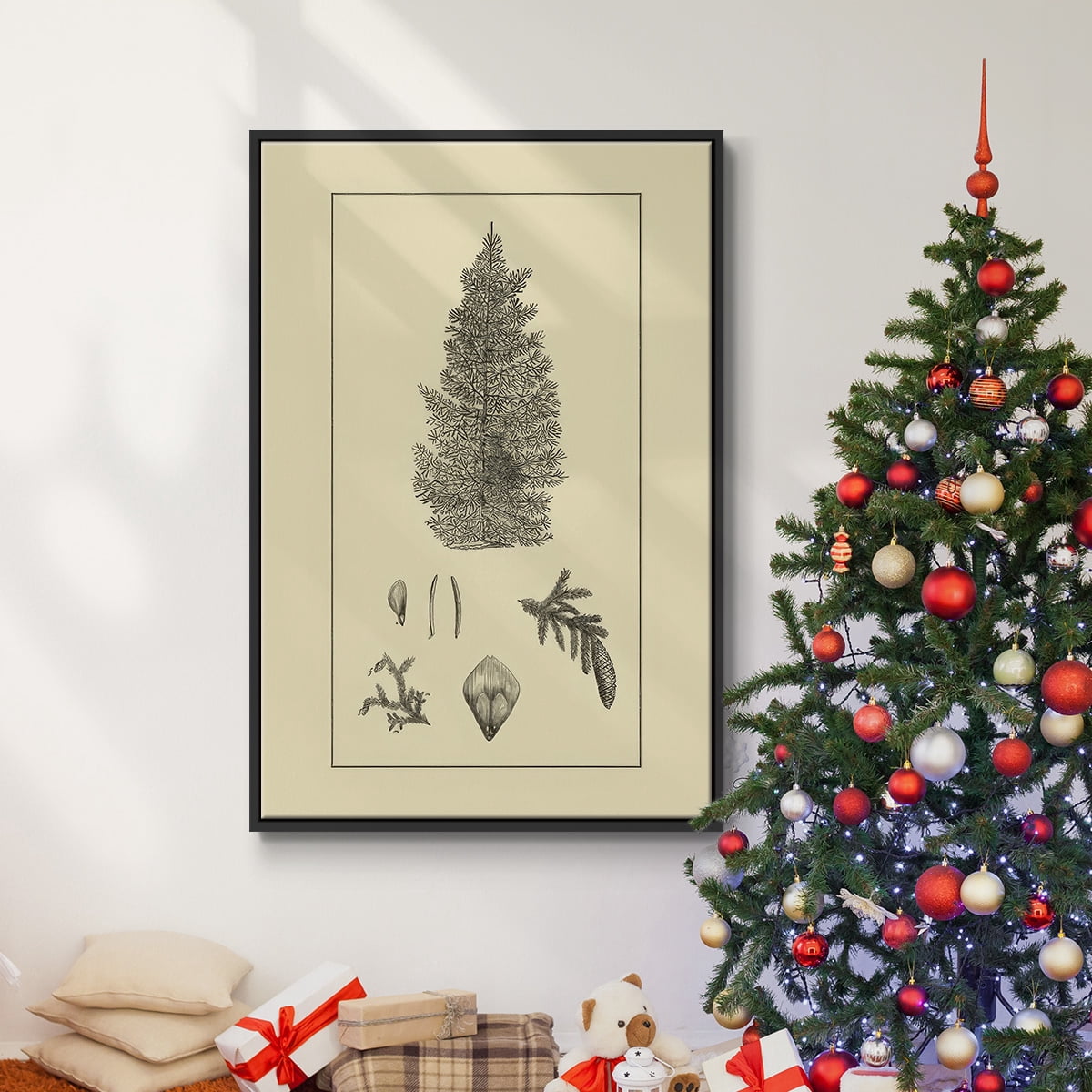 Arbor Study I - Framed Gallery Wrapped Holiday Canvas - 17 x 25 - Black Frame