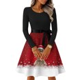 thumbnail image 5 of Women's Casual Fashion Long Sleeve Christmas Graphic Printed Vintage Dress with Round Neck for Retro Style and Holiday Occasions, Perfect for Women's Everyday Fashion,Red,5XL, 5 of 6