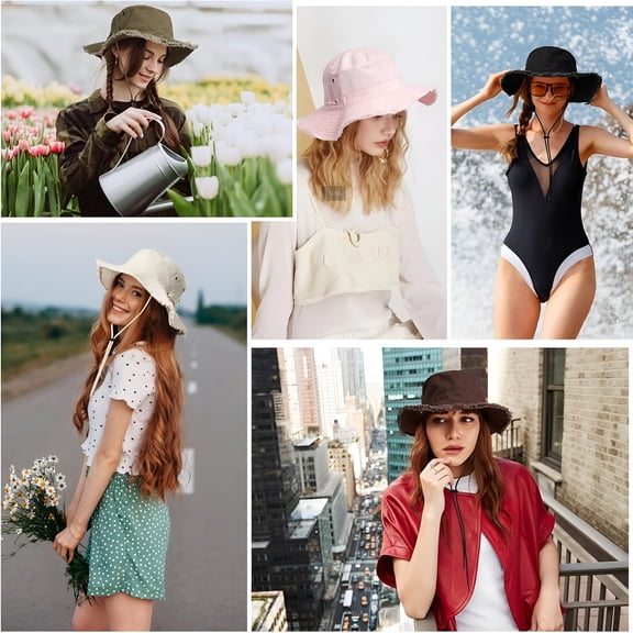 TELOLY 2026 New Sun Hats for Women Wide Brim Bucket Hat Upf 50 Foldable Uv Protection Cotton Casual Hat for Hiking Beach Fishing Summer Safari