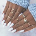 thumbnail image 2 of 13pcs/set Bohemian Style Rings Golden Color Rhinestones Star Moon Alloy Rings Wedding Party Jewelry, 2 of 5