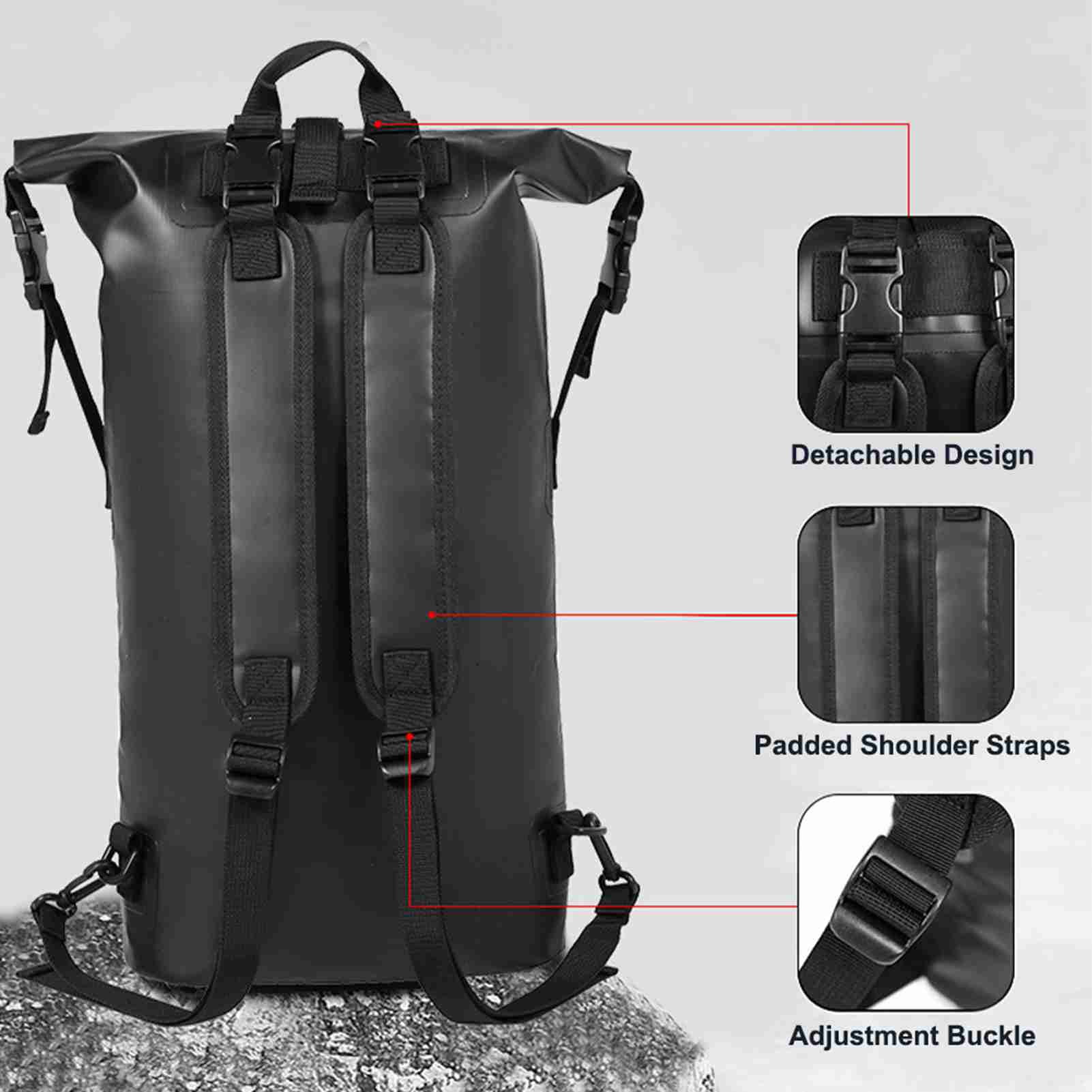 Water Resistant Sports Backpack Wet And Dry Large Capacity Portable Dry Bag For Swimming Rafting Fishing