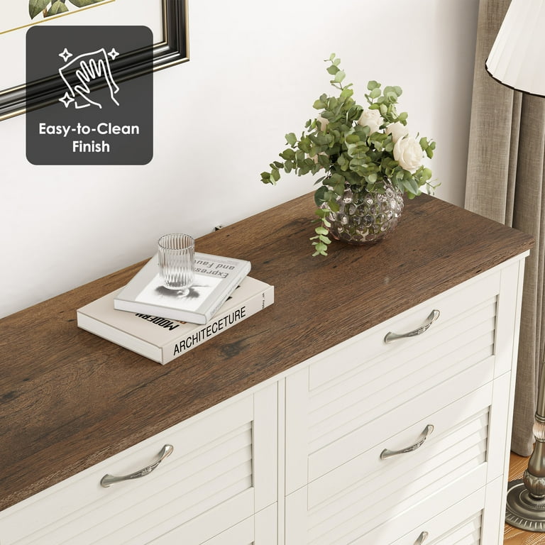 White chest of drawers with oak top discount