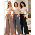 thumbnail image 2 of Gleelaud Women's Wide Leg Lounge Pants 3‑Pack, High Waist Drawstring Casual Pants with Pockets, Soft Stretch Yoga Pants for Daily Wear, 2 of 7