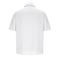 thumbnail image 4 of fartey Lightweight Cotton Linen T Shirts for Men Summer 2024 Button Down Tops Lounge Short Sleeve Lapel Shirt Loose Fitted Solid Color Tshirt Top, 4 of 6