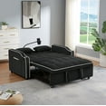 thumbnail image 2 of DEALTOPS Pull Out Sofa Bed, Velvet Loveseat Sleeper with Cup Holders, USB Ports and A Phone Stand, Black, 2 of 8