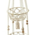 thumbnail image 4 of DecMode 10" x 10" x 49" Round White Fabric Handmade Hanging Macrame Wall Planter, 4 of 7