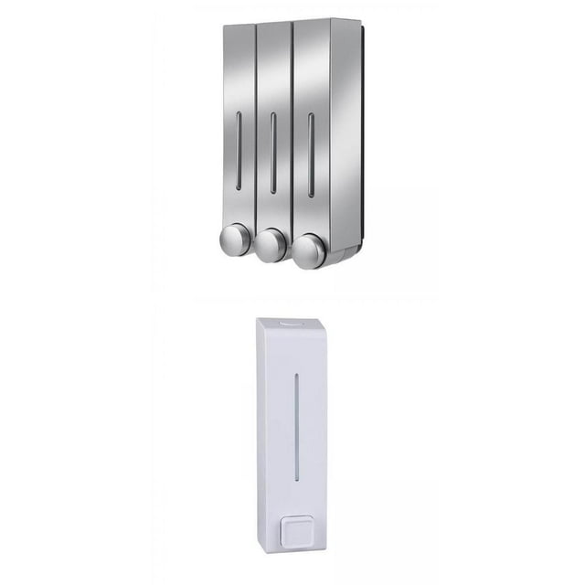 Dispensadores manuales de jabón líquido de pared para baños, restaurantes y aseos. Plata blanca 4 piezas