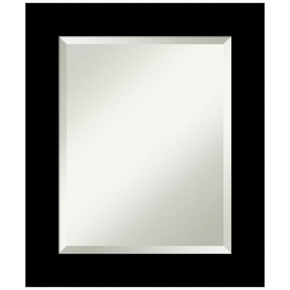 Amanti Art Basic Black Beveled Wood Bathroom Wall Mirror