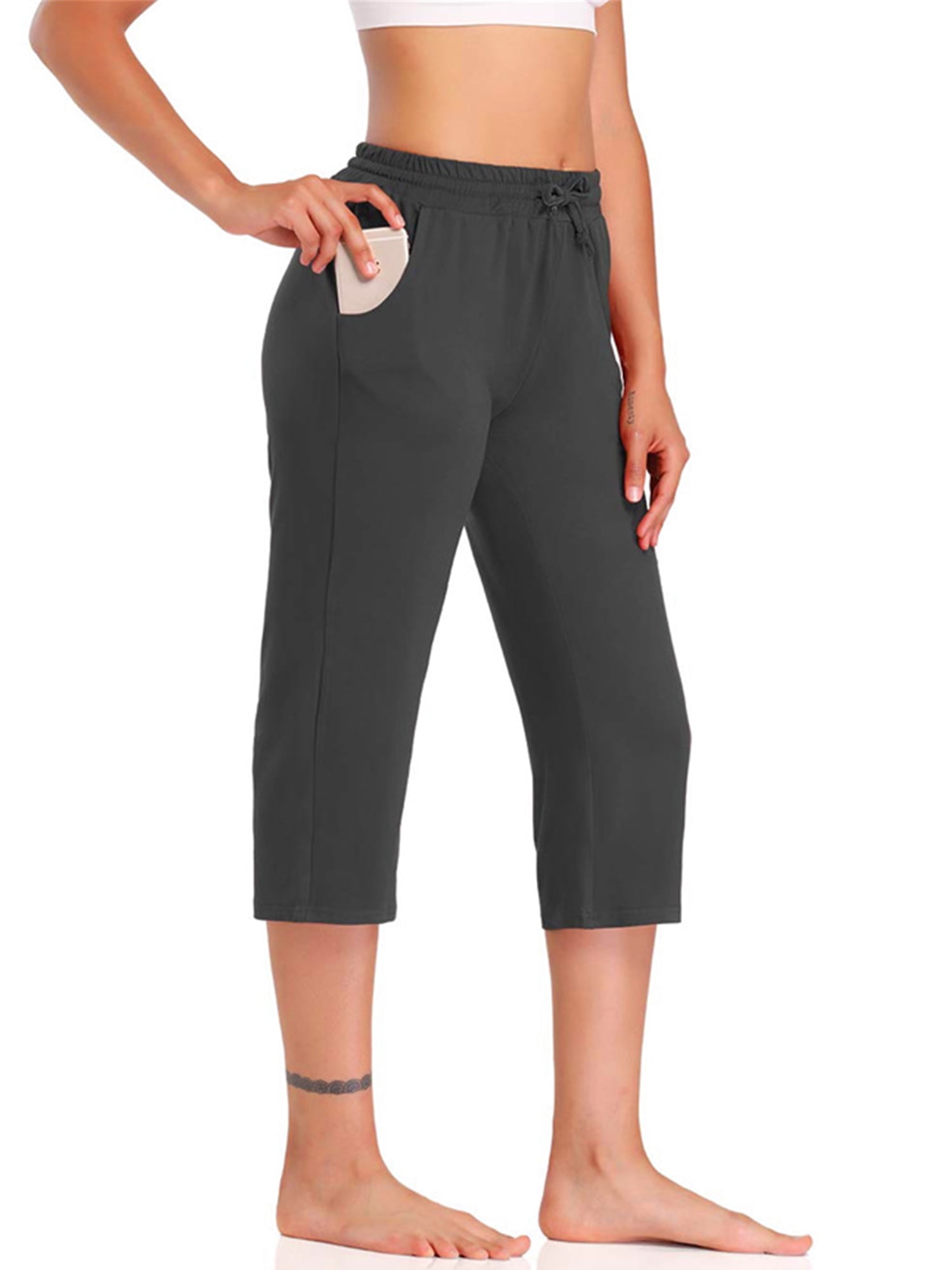 Womens Joggers Capri Pants Running Yoga Workout Athletic Hiking Capris Pants Lounge Crop Jersey