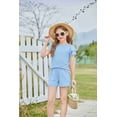 thumbnail image 3 of Arshiner Girls Summer Outfits 2 Piece Sets Ruffle Short Sleeve Button Down Shirts and Shorts Set Kids Clothes with Pockets, 3 of 8