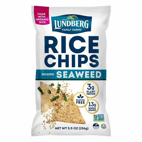 Pack of 6, Lundberg Family Farms Sesame Seaweed Rice Chips, 5.5 oz