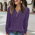 thumbnail image 2 of NMMUED Sweaters for Women Pullover Sweaters for Women Ribbed Tops for Women Henley Shirts for Women, Purple XL, 2 of 3