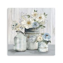 40 in. Rustic Grey Flowers Canvas Wall Art