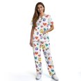 thumbnail image 3 of Yspwyqan Scrubs for Women Set, 2 Piece V-Neck Short Sleeve Scrub Top & Straight Leg Pants, Stretchy Breathable Colorful Pet Paw Medical Uniforms with 6 Pockets for Nurse Vet, Size S, 3 of 7