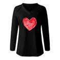 thumbnail image 4 of Blusa con cuello en V de manga larga con estampado de día de San Valentín suelto informal a la moda para mujer Fridja  FKASFK3954, 4 of 4