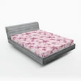 thumbnail image 2 of Ambesonne Floral Design Fitted Sheet, Retro Lily Flowers, Full Size, Hot Pink Coral and Soft Pink, 2 of 5