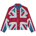 thumbnail image 4 of Jackets for Women Winter Coat Jackets Flannel Stand Collar Jacket(Glittery Union Jack Flag,Size:S-4XL), 4 of 7