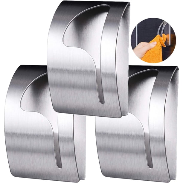 Innovadores colgadores de toallas autoadhesivos, soportes de pared de acero inoxidable para una fácil instalación, hueco en forma de triángulo que garantiza una sujeción segura (juego de 3)