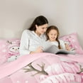 thumbnail image 5 of jejeloiu Cute Christmas Snowmen Queen Comforter Set,Happy New Year Bedding Sets,Pink White Snowflake Bedding Comforter Set For Girls,Microfiber Bedroom Decor Reversible,3-Piece, 5 of 8