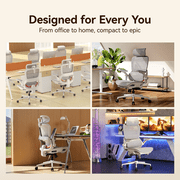 SIHOO B100 Pro Ergonomic Office Chair, Adaptive Elastic Lumbar Desk Chair, 4D Arms & 3D Ultra-Wide Headrest Computer Chair for Teenager, High Back Executive Chair for Home Office & Gaming, White