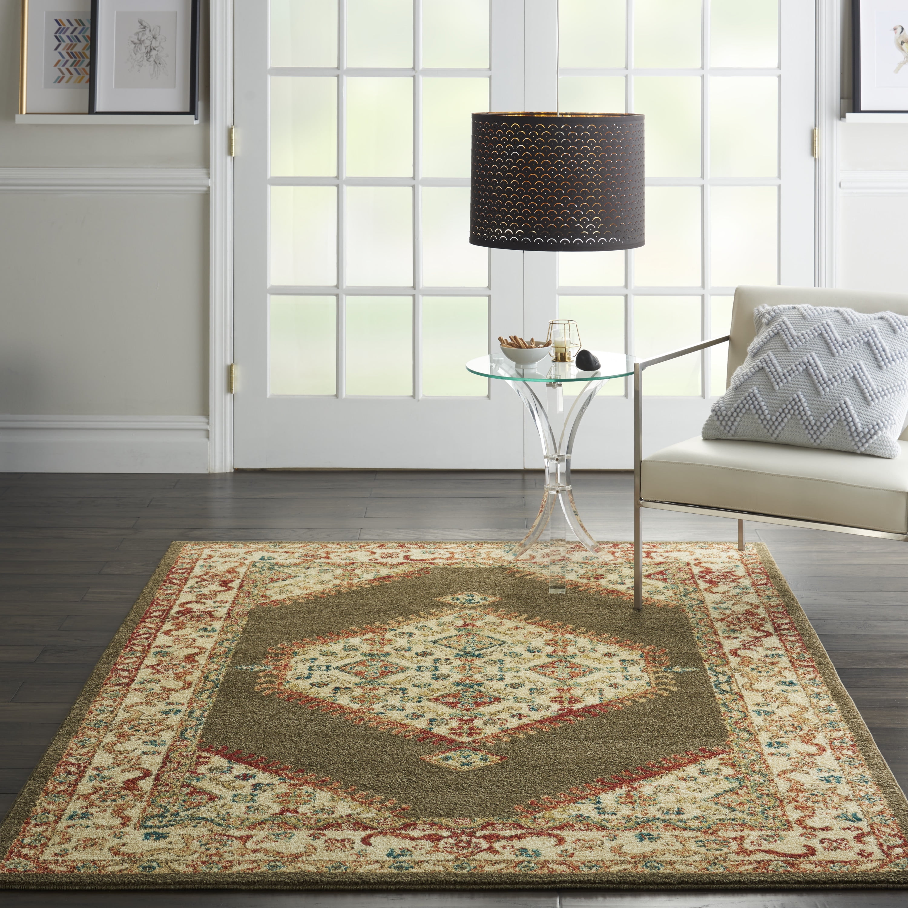 Nourison Traditional Vintage Persian Center Medallion Brown Area Rug