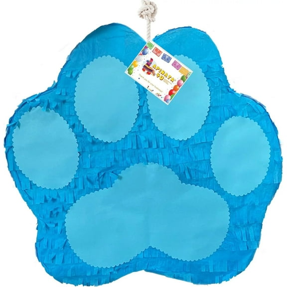 APINATA4U Dog Paw Pinata Puppy Birthday Dog Party Supplies Puppy Birthday Let's Party Woof Dog Themed Animal Themed Princess Puppy Paw Blue Color