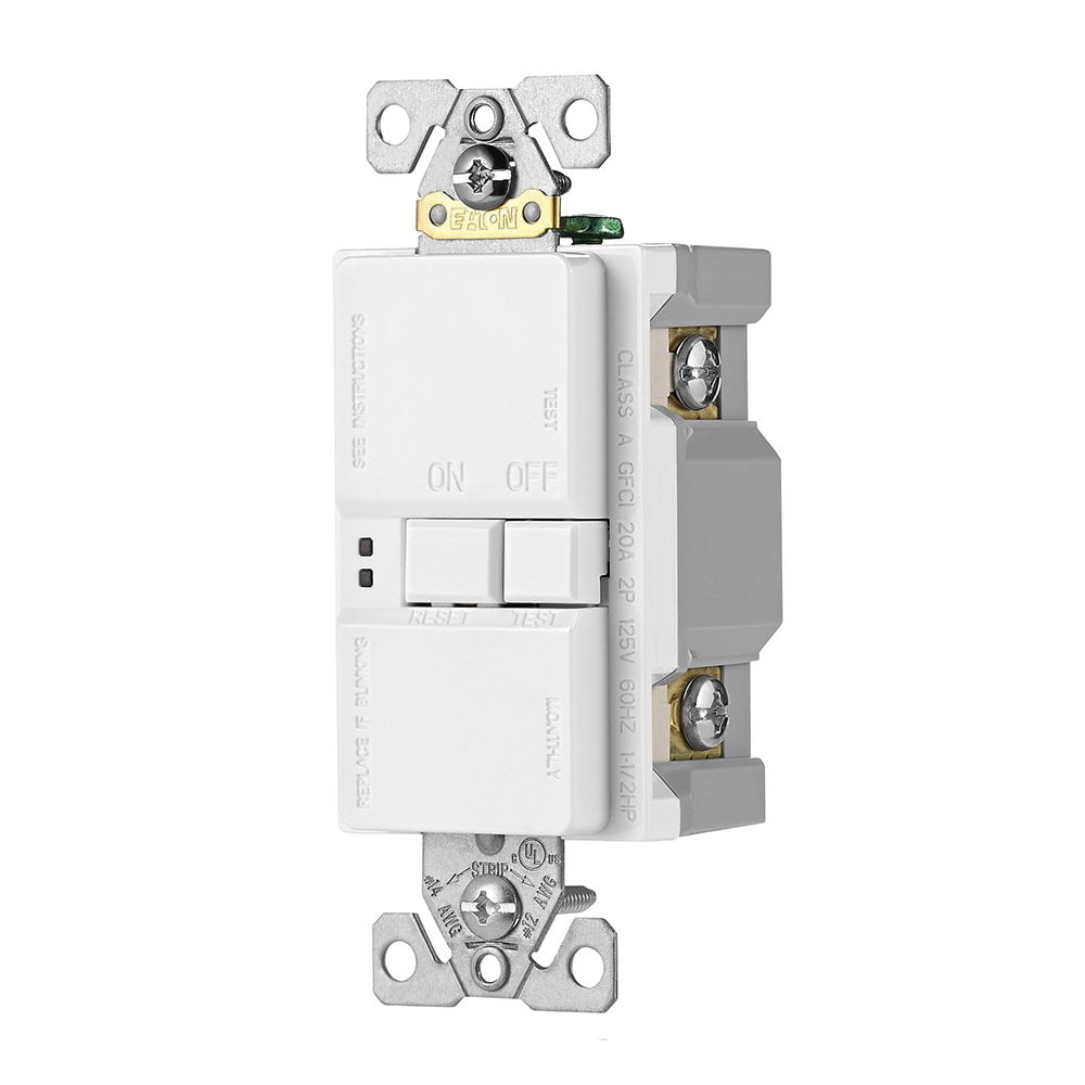 EATON Wiring GFCI Self-Test 20A -125V Blank Face Receptacle with Standard Size Wallplate, White