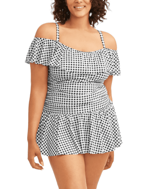 plus size off the shoulder swimdress