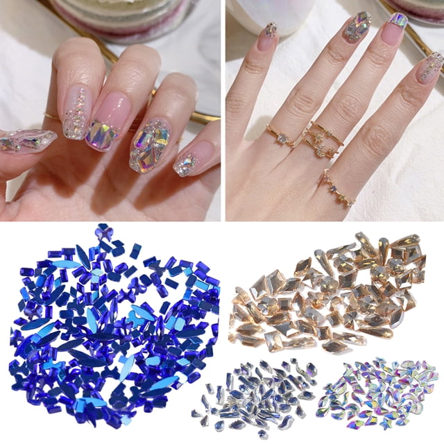 50Pcs Aurora Glass Nail Rhinestones DIY Nail Art Gems Flat Bottom Nail Rhinestones for Stunning Party Looks