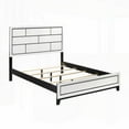 thumbnail image 5 of Full Size Wooden Bed Frame with White Finish and Black Line Design for Bedroom, 5 of 6