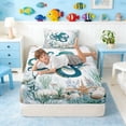 thumbnail image 5 of Manfei Watercolor Octopus Underwater Coral Seashell Twin Sheet Sets for Kids Boys and Girls, Nautical Marine Life Print Bedding 3 Pieces, 1 Flat Sheet, 1 Fitted Sheet and 1 Pillowcase, 5 of 6