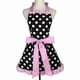 thumbnail image 1 of Cute Apron Retro Black Polka Dot Retro Ruffle Side Vintage Cooking Aprons, 1 of 4