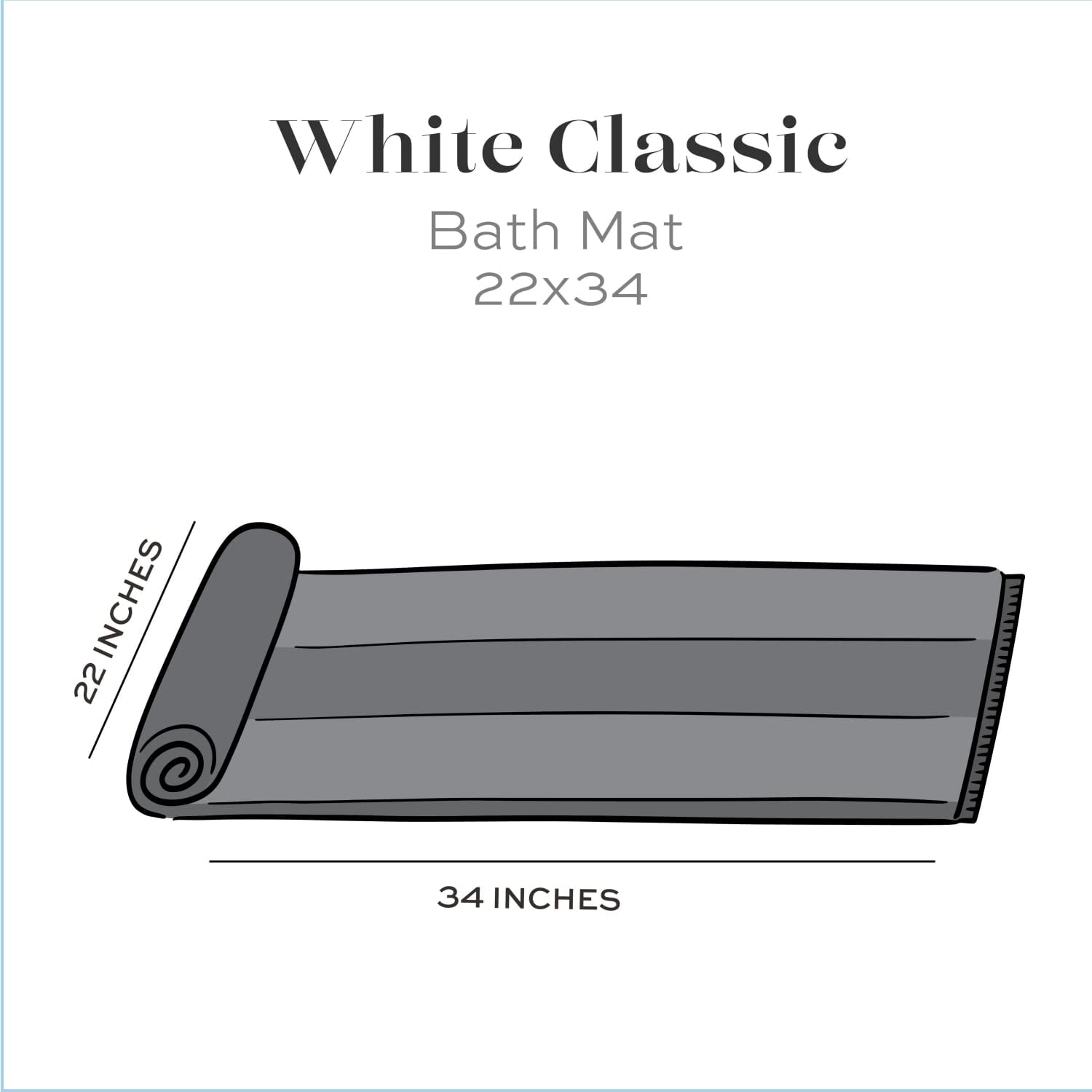White Classic Hotel Collection Absorbent Cotton Bath Mats, Spa Reversible Floor Towels, not a Bathroom Rug, Taupe, 22 x 34, 2 Pack