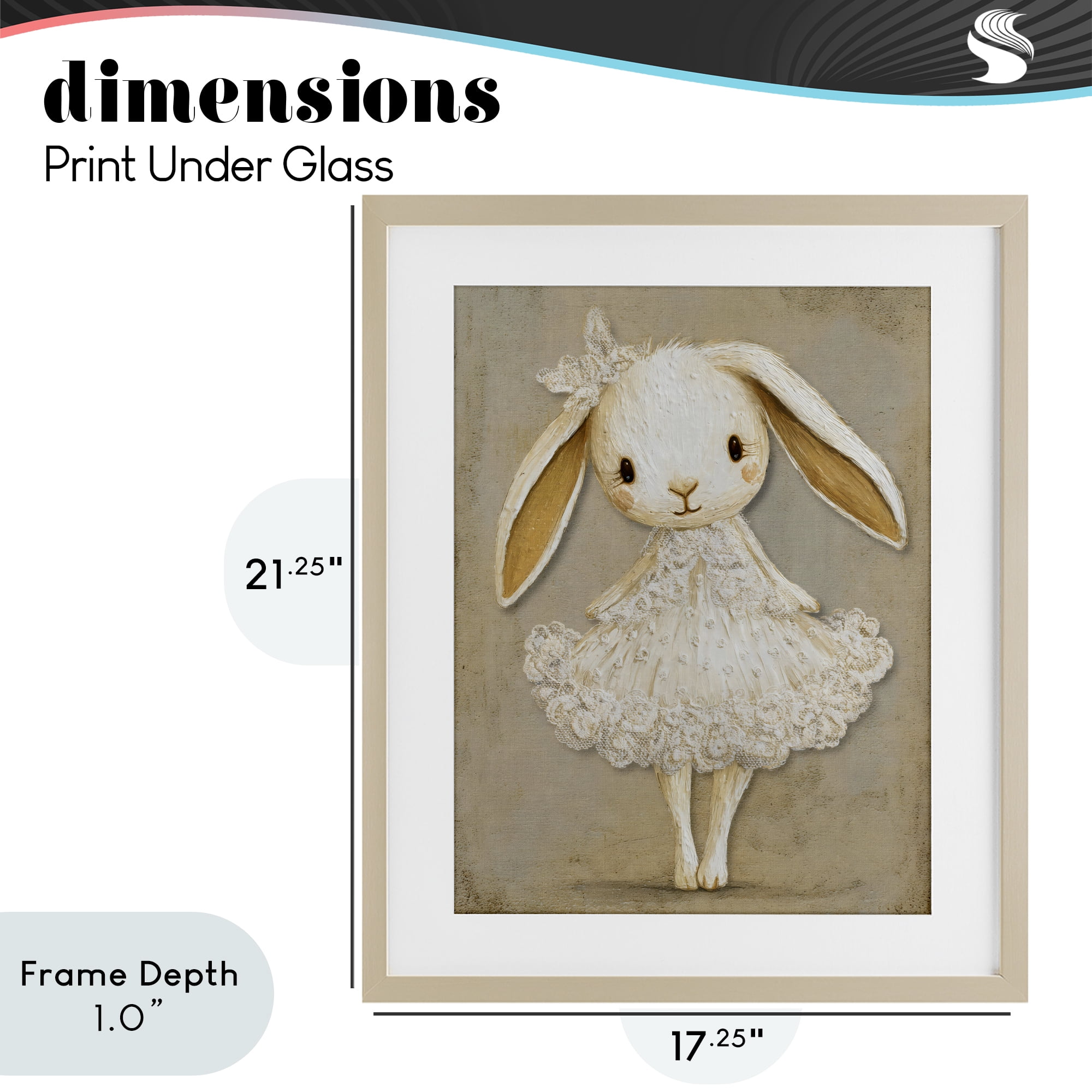 Stupell Industries Ballerina Bunny in Lace Dress Birch Framed Print Under Glass, design by Ink Drop Loft