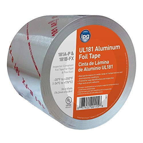 IPG UL181 Aluminum Foil Tape, 2.5" x 60 yd, (Single Roll)