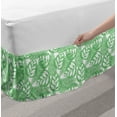 thumbnail image 2 of Leafy Bed Skirt, Leaf Designs Repetition Pattern with Grunge Foliage Illustration Print, Elastic Bedskirt Dust Ruffle Wrap Around for Bedding Decor, 4 Sizes, Sea Green and White, by Ambesonne, 2 of 2