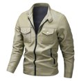 thumbnail image 3 of Men's Leather Jacket 2025 Lightweight Slim Fit Long Sleeve Collared Zip Up Jacket with Pockets Outerwear Coat, 3 of 5