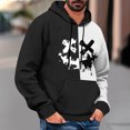 thumbnail image 2 of Timoontee Men's Sweatshirts Loose Long Sleeve Smile Face Print Pullover Tops Fall Winter Casual Hoodies Color Block Kangaroo Pocket Hooded Sweatshirts Black M, 2 of 5