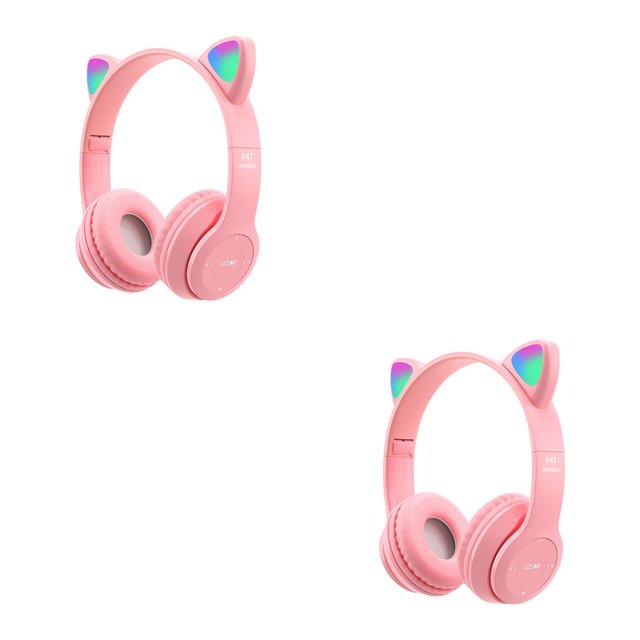 sweethay Auriculares inalámbricos P47M con luz LED y orejas de gato bonitas con micrófono, casco de música estéreo para chico y chica, auriculares Type3 NO3