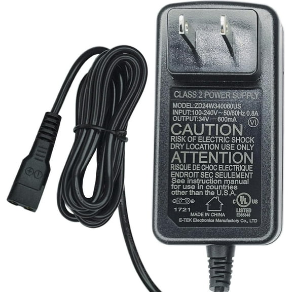 34V 2-Prong AC DC Adapter for D-r-e-o PowerLeap DR-HFV001 2022 28.8V 3000mAh Li-ion Battery T-DC49DA-MUR Cordless Stick Vacuum Clean Power Supply Cord Charger Cable PSU