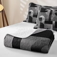 thumbnail image 4 of Homewish Black Gray Geometric Quilt King,Abstract Aesthetic King Coverlet Set,3 Pieces, 4 of 7