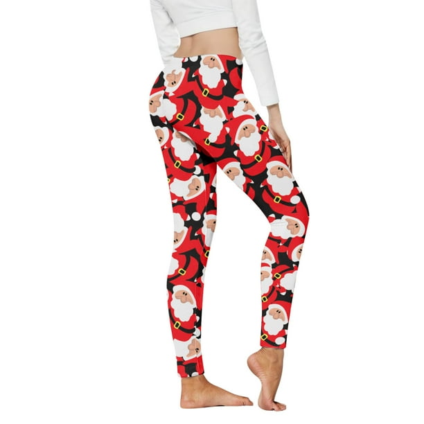 MKLEKYY Leggings de yoga para mujer, mallas con estampado navideño, leggings deportivos de control para yoga, leggings de cintura alta para mujer