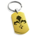 thumbnail image 1 of Stainless Steel Floral Fleur De Lis Engraved Dog Tag Keychain Keyring, 1 of 1