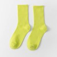 thumbnail image 1 of Summer Socks For Women Cotton Soft Mid Length Socks Comfortable Breathable Solid Color Fall Winter Simple Designer Striped Socks Flourescent Yellow, 1 of 6